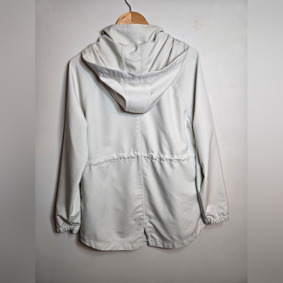 White Zip-Up Rain Coat with Hood - Picture 3 of 8